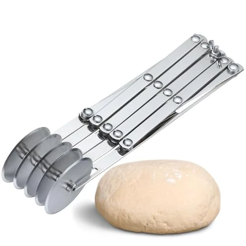 Offerta a tempo: Westmark Tagliapasta, 5 rotelle – Preparazione e porzionamento di pasta, fondant e altro più veloci, strisce regolabili da 1,2 a 12,2 cm – Acciaio inossidabile - 0.00% da 21.80 € a 21.80 €