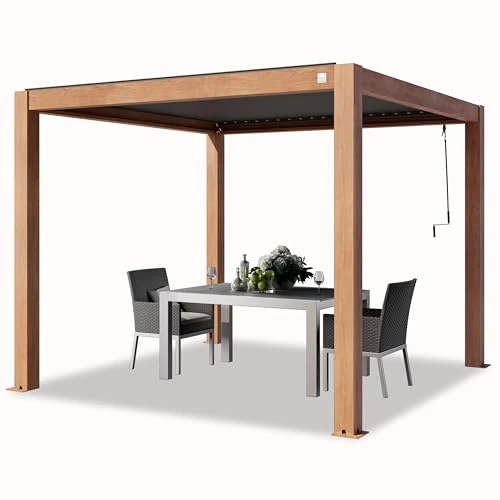 Limited-time offer: PRIMEYARD Pergola 3x3 m aluminium posts with wood finish louvered aluminium roof canopy from 3435.00 £ to 2250.00 £ (save 34.5%)