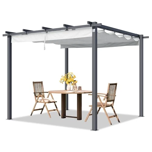 Offerta a tempo: PRIMEYARD Pergola 3x3 m gazebo da giardino con tetto scorrevole grigio - struttura in acciaio - 0.00% da 465.00 € a 465.00 €