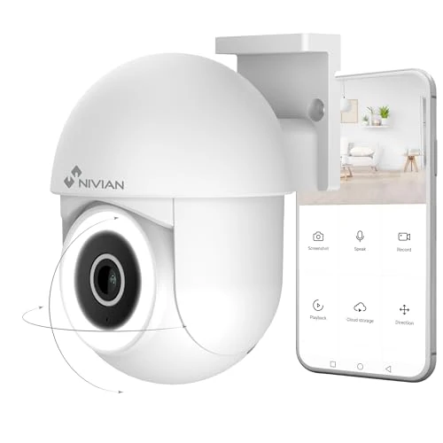Oferta limitada: NIVIAN Cámara WiFi PTZ 2K 3MP con Giro 360° y Visión Nocturna IR | Seguimiento Automático, Audio Bidireccional, IP65 | Seguridad Inteligente para Casa y Negocio | App Tuya + Alexa/Google de 29.99 € a 29.99 € (ahorro 0.00%)