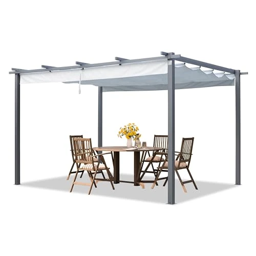 Oferta limitada: PRIMEYARD Pérgola 3x4 m pabellón de jardín con Techo corredizo - Marco de Acero Gris de 555.00 € a 555.00 € (ahorro 0.00%)