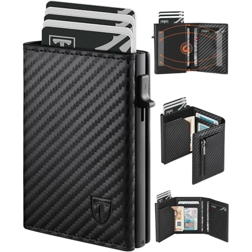 Tijdelijke aanbieding: TEEHON Slim herenportemonnee met magneetsluiting en RFID-bescherming, kleine lederen creditcardhouder voor heren met portemonnee, pop-up kaarten, geschenkdoos, zwart, Zwart, 9.9*7*2cm, Minimalistisch van 49.99 EUR naar 49.99 EUR (korting 0%)