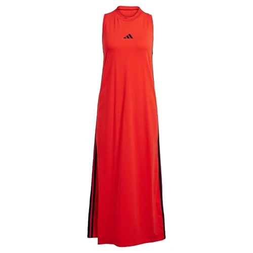 Offre limitee: adidas Femme Essentials 3-Stripes Long Racerback Dress, Pure Ruby/Black, S de 45.00 EUR a 33.85 EUR (economie 25%)