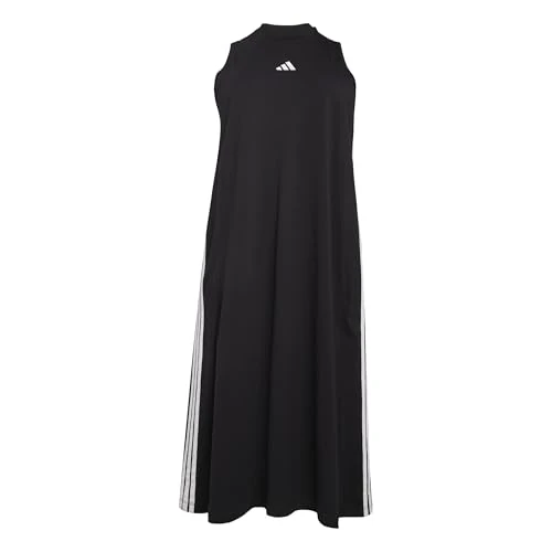 Zeitlich begrenztes Angebot: adidas Damen Essentials 3-Stripes Long Racerback Dress, Black/White, M von 45.00 € auf 33.90 € (25% Rabatt)