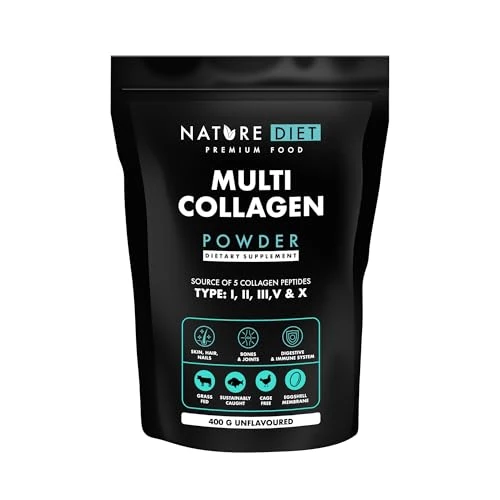 Nature Diet Multi kolagen proszek neutralny smakowo - peptydy kolagenowe Type: I, II, III, V & X, 400 g