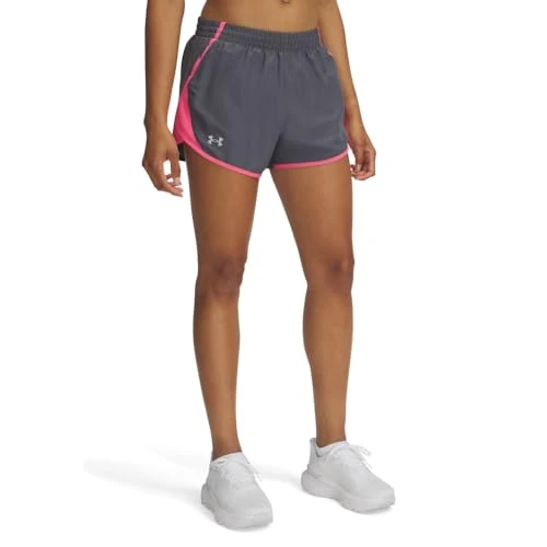 Under Armour UA Fly by 3'' Shorts - Castlerock/Super Roze/Reflecterend - MD