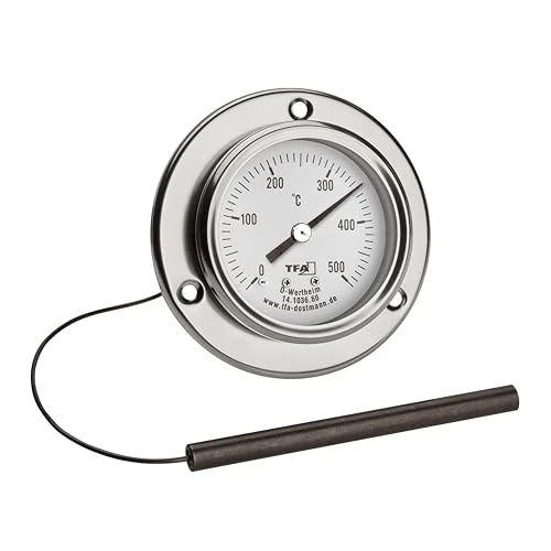 Offerta a tempo: TFA Dostmann Termometro da forno, analogico, per pizza, in acciaio inox, 0°C - 500°C, per barbecue, pirometro, forno a legna, forno a pietra, 14.1036.60 - 30% da 38.49 € a 26.99 €