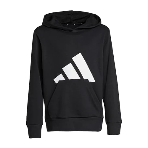 adidas Unisex - Bambini ESSENTIALS BIG LOGO HOODIE, Black / White, 11-12 Years