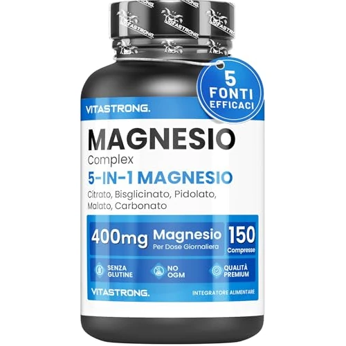 Begrenztes Angebot: Magnesium Komplex 5-in-1, 400mg pro Dosis, 5 Quellen: Bisglycinat (Magnesium Glycinat), Citrat, Malat, Pidolat, Carbonat, 150 Tabletten, Reines Premium Qualität Vitastrong von 18.00 EUR auf 14.40 EUR (Rabatt 20%)