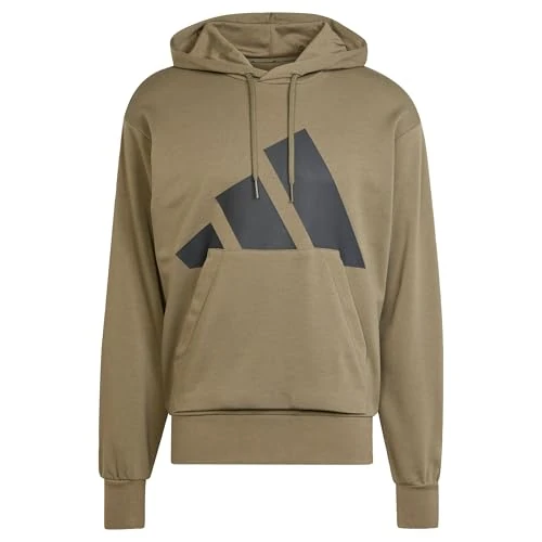 Offerta a tempo: adidas Homme Essentials Big Logo French Terry Hoodie, Olive Strata/Black, XS - 33% da 55.00 € a 36.99 €