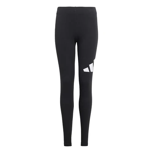 adidas Girl's Essentials LINEAR Logo Leggings, Black/White, 9-10 Years