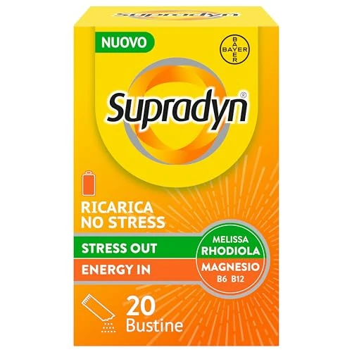 Supradyn No Stress, Multivitamine Preparaat tegen Stress Volwassenen met Magnesium, Vitaminen B, Rhodiola Rose en Melisse, 20 zakjes Citroen