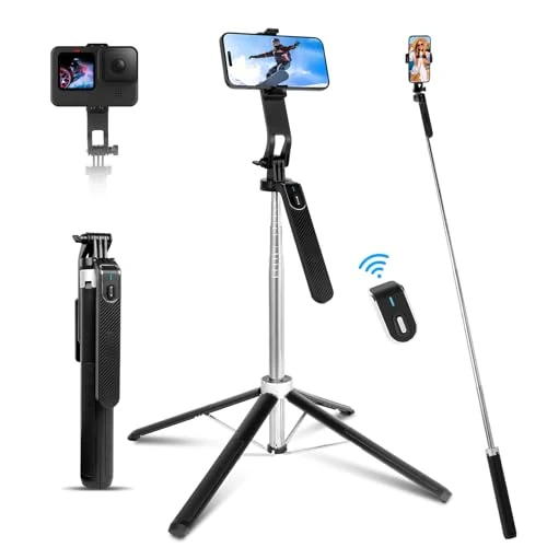 Oferta limitada: 180cm Palo Selfie, Romon Selfie Stick Quad trípode, 360 ° de rotación de Aluminio Extensible Tripode Movil con BT, Compatible con el iPhone Android Phone, Cámara de 18.99 € a 18.99 € (ahorro 0.00%)