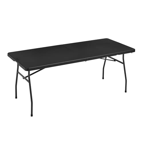 Offerta a tempo: Amazon Basics, Tavolo pieghevole rettangolare da 1,8 m, con maniglia per il trasporto, per interni ed esterni, portatile, leggero, da viaggio, picnic, campeggio, nero, 182 x 75 x 73 cm - 20% da 50.30 € a 39.99 €