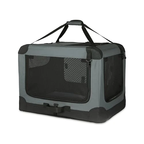 Offerta a tempo: Amazon Basics Trasportino portatile e pieghevole a 4 porte, per cani e gatti, da viaggio, con lati morbidi, Grigio, M 76 cm x 54 cm x 54 cm - 0.00% da 52.49 € a 52.49 €