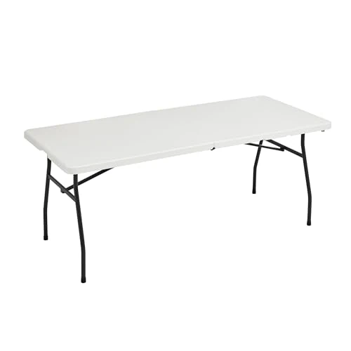 Offre limitée : Amazon Basics Table pliante rectangulaire de 1,8 m avec poignée de transport, pour intérieur et extérieur, portable, légère, table de voyage, pique-nique, camping, blanc, 182 x 75 x 73 cm de 52.40 € à 52.40 € (0.00% de remise)
