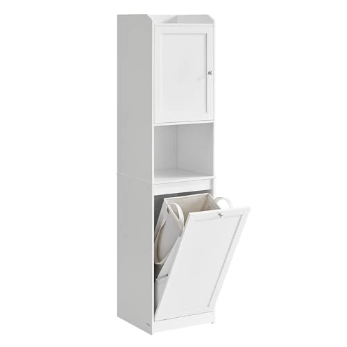 Oferta ograniczona: VASAGLE Szafka łazienkowa z koszem na pranie, wysoka szafka łazienkowa, wyjmowany worek na pranie z uchwytami, z drzwiami, regulowana półka, 40 x 40 x 170 cm, białość chmur BBC761W01 z 460.99 EUR na 460.99 EUR (znizka 0%)