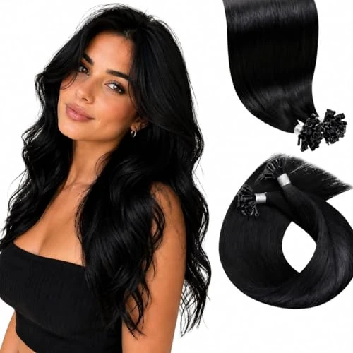 Offerta a tempo: LaaVoo Extension Capelli Veri Cheratina Nero Jet 60cm 50g 50 Ciocche | Invisibili e Naturali, Morbidi e Setosi, Remy Umani Lisci, per Ogni Giorno Colore 1 - 26% da 59.99 € a 44.10 €