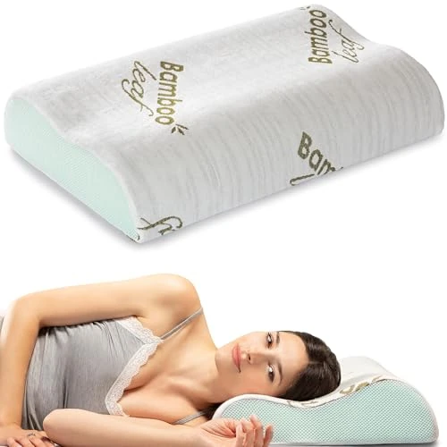 Offre limitée : Flowen Oreiller Ergonomique Cervical Coussin Memorie Forme Orthopédique Double Vague Idéal pour Le Soutien du Cou et de la Tête Anti Ronflement Anti Acarien Hypoallergénique Taie d'oreiller Bamboo de 32.99 € à 32.99 € (0.00% de remise)