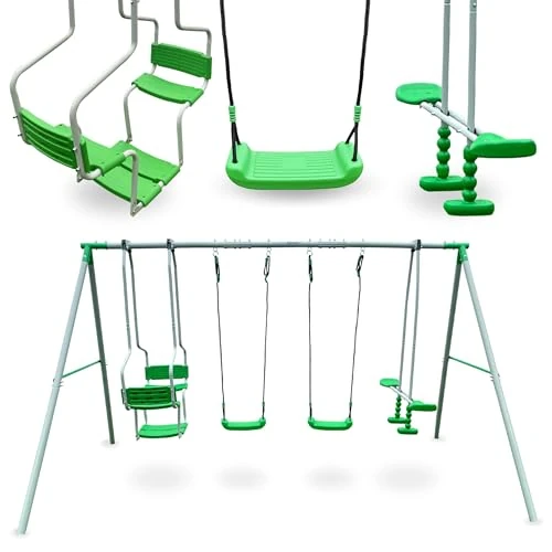 Offerta a tempo: HyperMotion Altalena da Giardino per Bambini, Set di 6 Posti, Telaio in Acciaio, Corda Regolabile, Ancoraggi di Fissaggio, Adatta dai 3 Anni - 53% da 212.00 € a 99.00 €