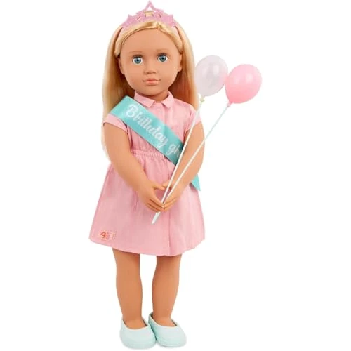 Limited-time offer: Our Generation – 18-Inch Birthday Doll – Lifelike Blue Eyes & Dark – Blonde Hair – Party Dress, Sash & Balloons – Pretend Play 3+ Years – Brenna from 29.99 £ to 26.99 £ (save 10%)