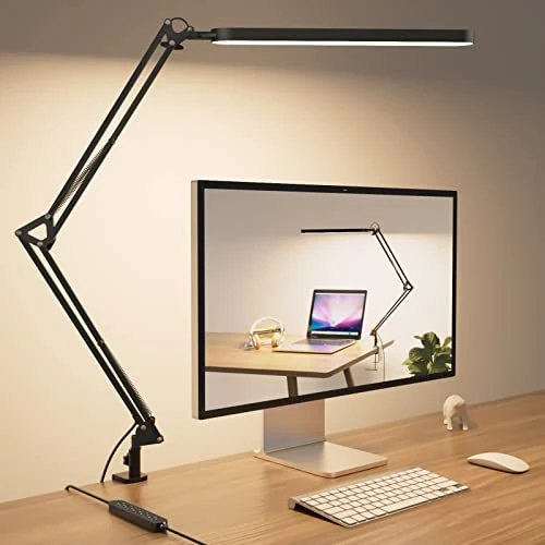 Limited-time offer: SKYLEO Desk Lamp - LED Desk Light - 5 Color Modes X 11 Brightness Levels - Adjustable Swing Arm - Timmer & Memory Function - 12W Study Lamp - Black from 24.99 GBP to 24.99 GBP (save 0%)