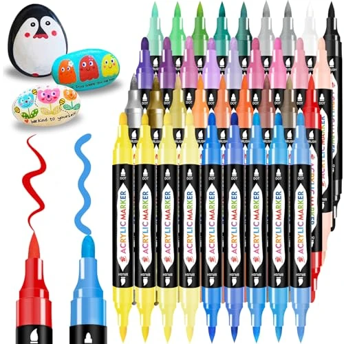 Zeitlich begrenztes Angebot: TBC The Best Crafts 36 Doppelspitze Acrylstifte, Acrylstifte für Steine Wasserfest, Steine Bemalen Stifte, Acrylic Paint Marker, Glasmalstifte für Leinwand, Holz, Allerheiligen Geschenk von 7.99 € auf 4.99 € (38% Rabatt)
