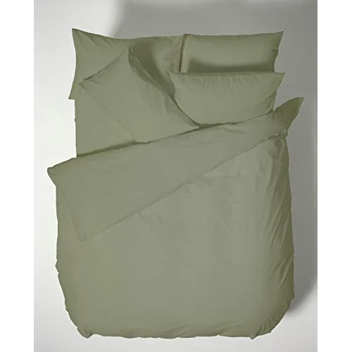 Zeitlich begrenztes Angebot: Bianca Plain Dyed Military Green Bettwäsche-Set, 150 cm, 100% Perkal-Baumwolle, Grün von 50.26 € auf 50.26 € (0.00% Rabatt)