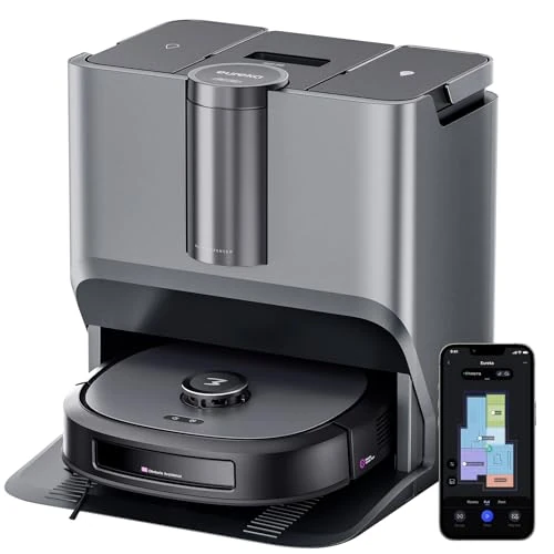 EUREKA J20 Robot Vacuum Cleaner Chenille Mop 17N, 6000mAh Robot Vacuum Cleaner with Self-Cleaning Station, 8000Pa, Carpet Detection, AI Obstacle Detection, Voice Control