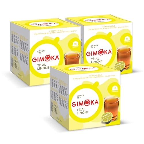 Gimoka, bebida soluble de TÉ AL LIMÓN - 48 Cápsulas - Compatibles con Máquinas de Café Nescafè* Dolce Gusto* - Producido en Italia - 3 paquetes de 16