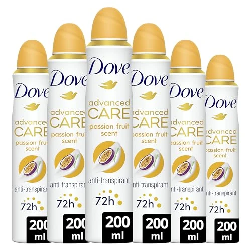 DOVE - Deodorante da donna Advanced Care Frutto della passione e citronella - Spray antitraspirante - 72 ore di protezione (confezione da 6 x 200 ml)