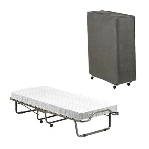 Offerta a tempo: Talamo Italia Letto Pieghevole Vania, Brandina con Rete, Materasso, Lettino salvaspazio, 100% Made in Italy, 80x190h39 cm, Cover Protettiva Inclusa, Bianco, 190 cm (15 doghe) - 17% da 127.99 € a 105.99 €