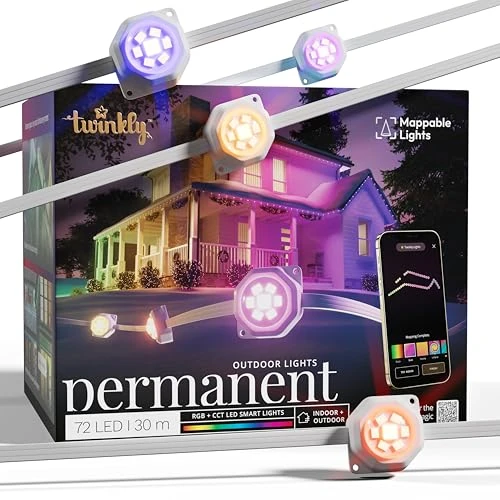 Twinkly Stałe światło - 72 RGB LED string, biały przewód, Plug F