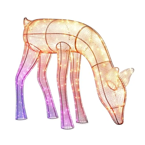 Twinkly Reindeers, LED-Leuchten in Rentierform für den Außenbereich, 160 RGB-LEDs und Warmweißes Licht, Höhe 75 cm, Kompatibel mit Alexa und Google Home, IP44, App-Steuerung, Weihnachtsbeleuchtung