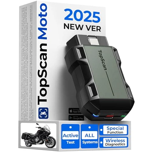 Offerta a tempo: TopScan - Strumento diagnostico OBD2 per moto, lettore di codice OBD2 senza fili, adatto per Harley, Ducati, BMW, tutti i sistemi, strumento di scansione per moto, con funzioni di ripristino a caldo, - 21% da 162.99 € a 127.99 €