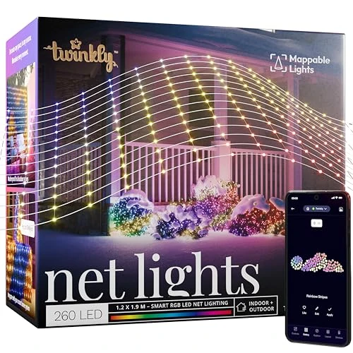 Twinkly Net - 240 LED RGB Pearl Shaped, 1.45 x 2.4 m, Clear Wire, Plug F