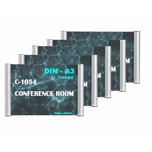 TUKA-i-AKUT 5pcs Office Door Sign Holder for A3 Format, Wall Mounted Information Sign Holder for 420mmx297mm insert paper, Office Sign, Room Sign, Screwing or Adhesive Fixing, TKD8302-A3-5x