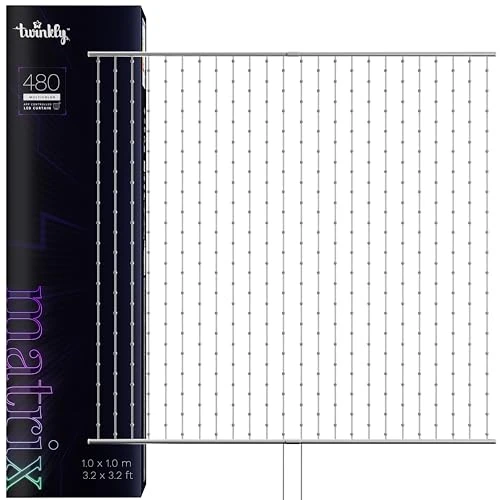 Twinkly Matrix 480 LED RGB, Rideau LED Haute Densité, Lumières Smart Gaming RGB, Compatible avec Razer Chroma, Omen, Alexa, Google Home, Lumières Gaming, Contrôle App, Fil Transparent, 1m x 1m