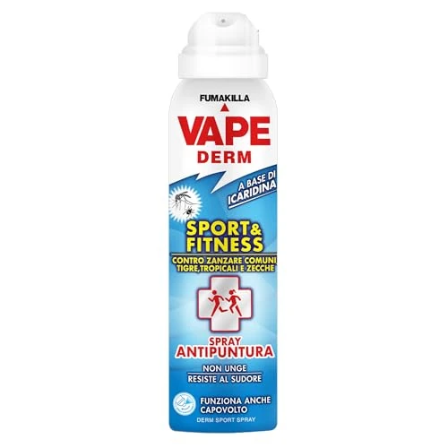 Offerta a tempo: Vape Derm Spray Sport & Fitness 100ml, Repellente Insetti Naturale per Adulti e Bambini, Protegge da Zanzara Comune, Tigre, Anofele e Zecche, Non Unge, Non Macchia, Resistente alla Sudorazione - 41% da 6.79 € a 4.01 €