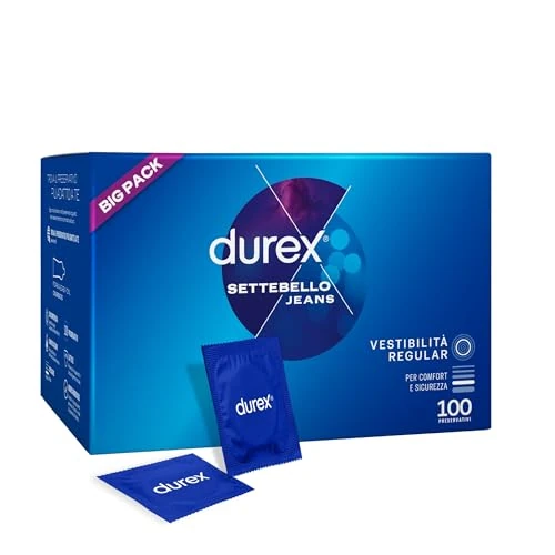 Durex Settebello Jeans Classic Condoms, Value Size, 100 Condoms
