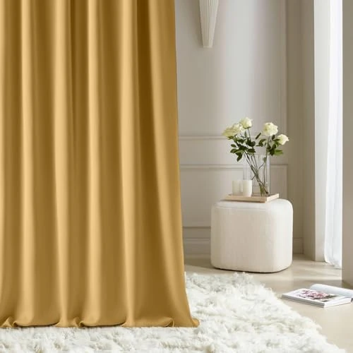 Offerta a tempo: ROOM99 Tenda con nastro arricciato, Aura, 180 x 280 cm, larghezza x altezza, moderna Curtain per soggiorno, camera da letto, senape, 1 pezzo - 0.00% da 35.28 € a 35.28 €