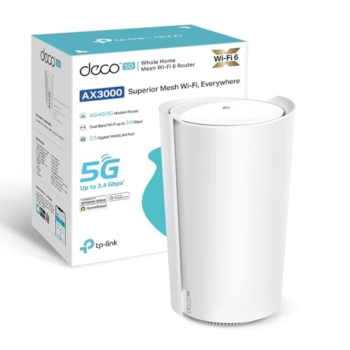 Oferta ograniczona: TP-Link Deco X3000-5G Router z SIM, 5G Mesh WiFi 6, AX3000 Mb/s, dwuzakresowy modem, ultraszybki modem o prędkości do 3,4 Gb/s, port WAN/LAN 2,5 Gb/s, Alexa, Plug&Play z 1059.00 PLN na 1059.00 PLN (zniżka 0%)