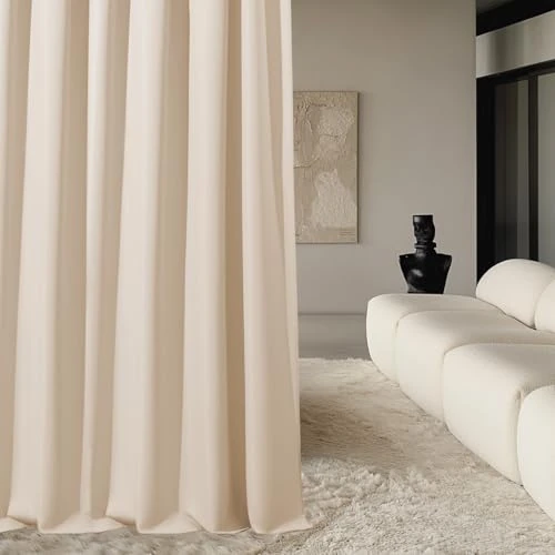Offerta a tempo: ROOM99 Tenda con nastro arricciato, Aura, 180 x 280 cm, larghezza x altezza, oscurante, decorazione moderna, per soggiorno, camera da letto, crema - 0.00% da 54.03 € a 54.03 €