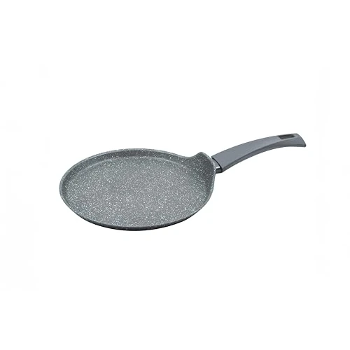 Zanetti - DurapIETRA Crêpe 28 cm en aluminium, poêle antiadhésive pour crêpes forgée à haute épaisseur, effet pierre et poignée Soft Touch, pour chaque plan de cuisson inclus induction