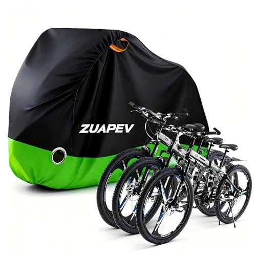 ZUAPEV Funda 2-3 Bicicletas Exterior Impermeable, Funda 2-3 Bici Cubre Bicicleta Exterior 210D Poliéster, Capa Bici Lona para Tapar Bici de Montaña/Carretera/Niño/Electrica/MTB/BTT, 208x112x110cm