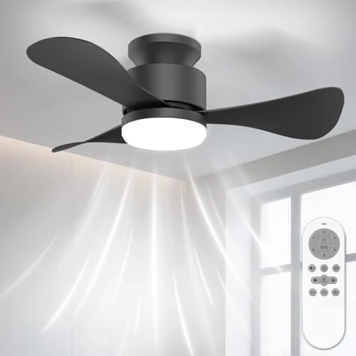 Oferta limitada: Airwit Pequeño 71cm Ventilador de Techo con Luz Silencioso, Regulable Ventilador Techo con Mando a Distancia y Reversible Motor DC para Dormitorio Salon Cocina, 6 Velocidades de 99.99 € a 79.99 € (ahorro 20%)