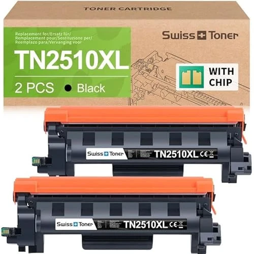 swiss toner TN2510XL Toner Compatible avec Brother TN2510XL TN2510 pour Brother HL-L2400DWE Toner DCP-L2620DW Toner DCP-L2627DWE Toner MFC-L2835DW, 2 Noir