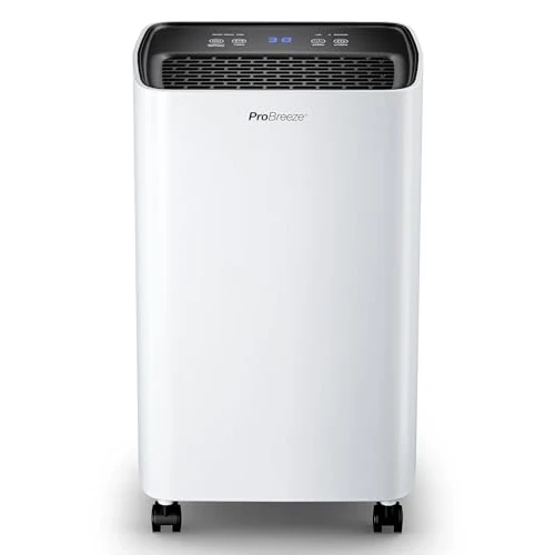Pro Breeze 6L/dag Luchtontvochtiger – 2L Tank – Vochtigheidsweergave, 3 Standen, Continu Water Afvoer en Timer – Verwijderd Schimmel, Damp en Vocht - Dehumidifier voor Thuis, Garage en Kelder
