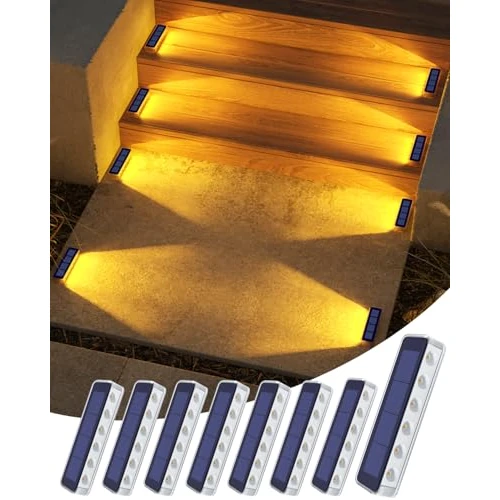 Offerta a tempo: DetarZinLED Luci Giardino Energia Solare, 8 Pezzi Luci Solari Esterno, IP68 Impermeabili Segnapasso LED Esterne Solare, Bianco Caldo Luce Solari Esterno per Scale, Giardino,Terrazzo, Vialetto, Patio - 0.00% da 65.99 € a 65.99 €