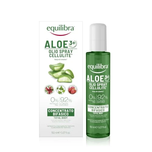 Offerta a tempo: Equilibra, Olio Corpo Cellulite* Concentrato Bifasico, 150ml, con Aloe Vera Equilibra, Attivo Vegetale da Microalga, Estratto di Ippocastano, Olio di Lentisco, Olio di Vinaccioli, ed Edera - 29% da 11.90 € a 8.45 €